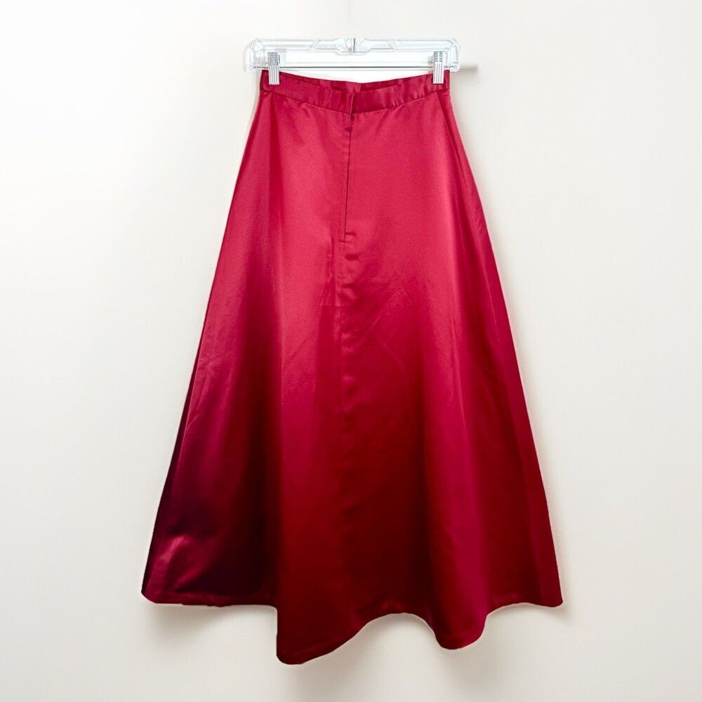 Burgandy Red Satin Skirt S Ren Faire Cosplay Whimsygoth Formal Party Renaissance - Picture 2 of 8